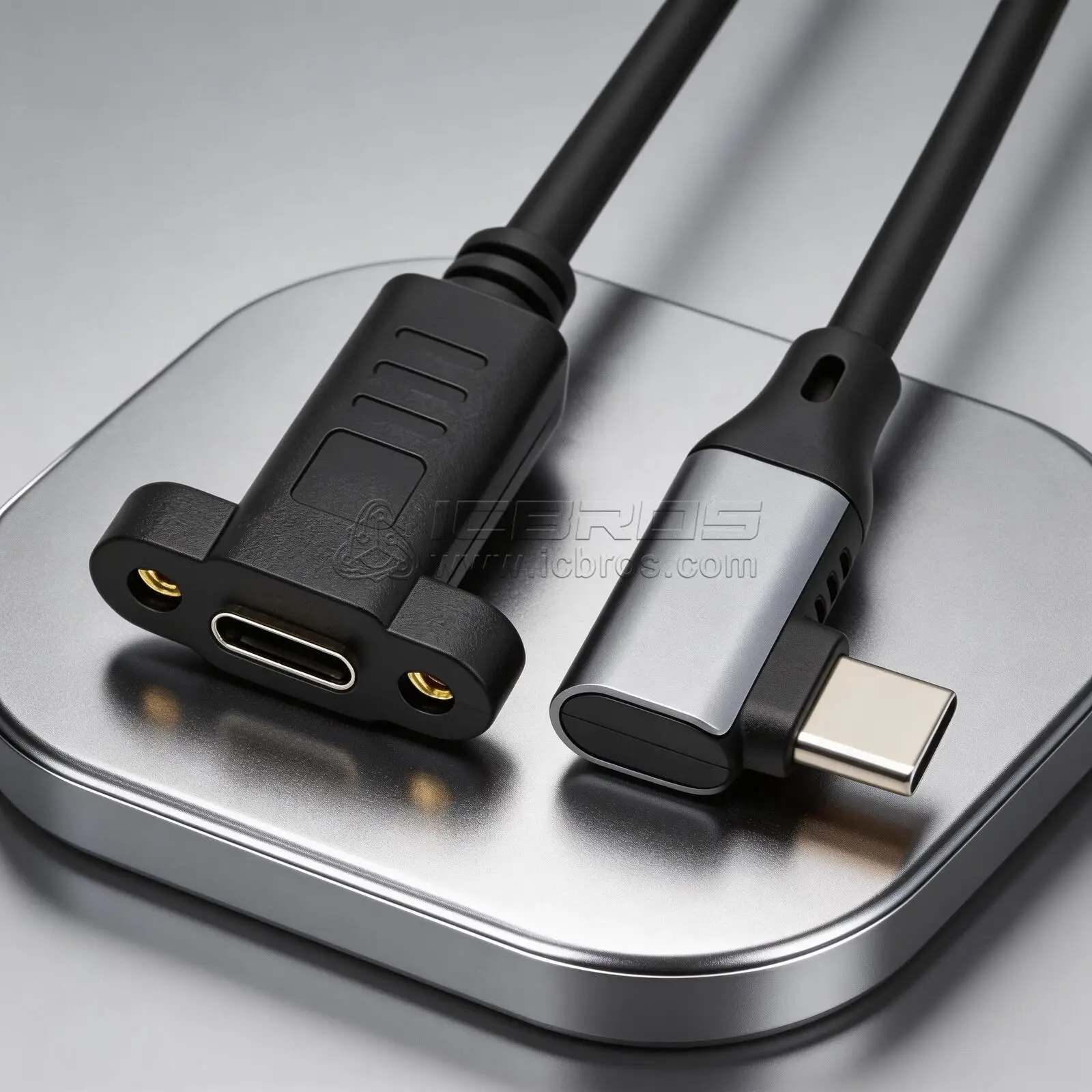 2pcs 90 Degree Elbow Type-c male Extension Cable to Female With Ear Screw Hole 16 Core Fully Functional Type-C 0.3m 0.5m 1m