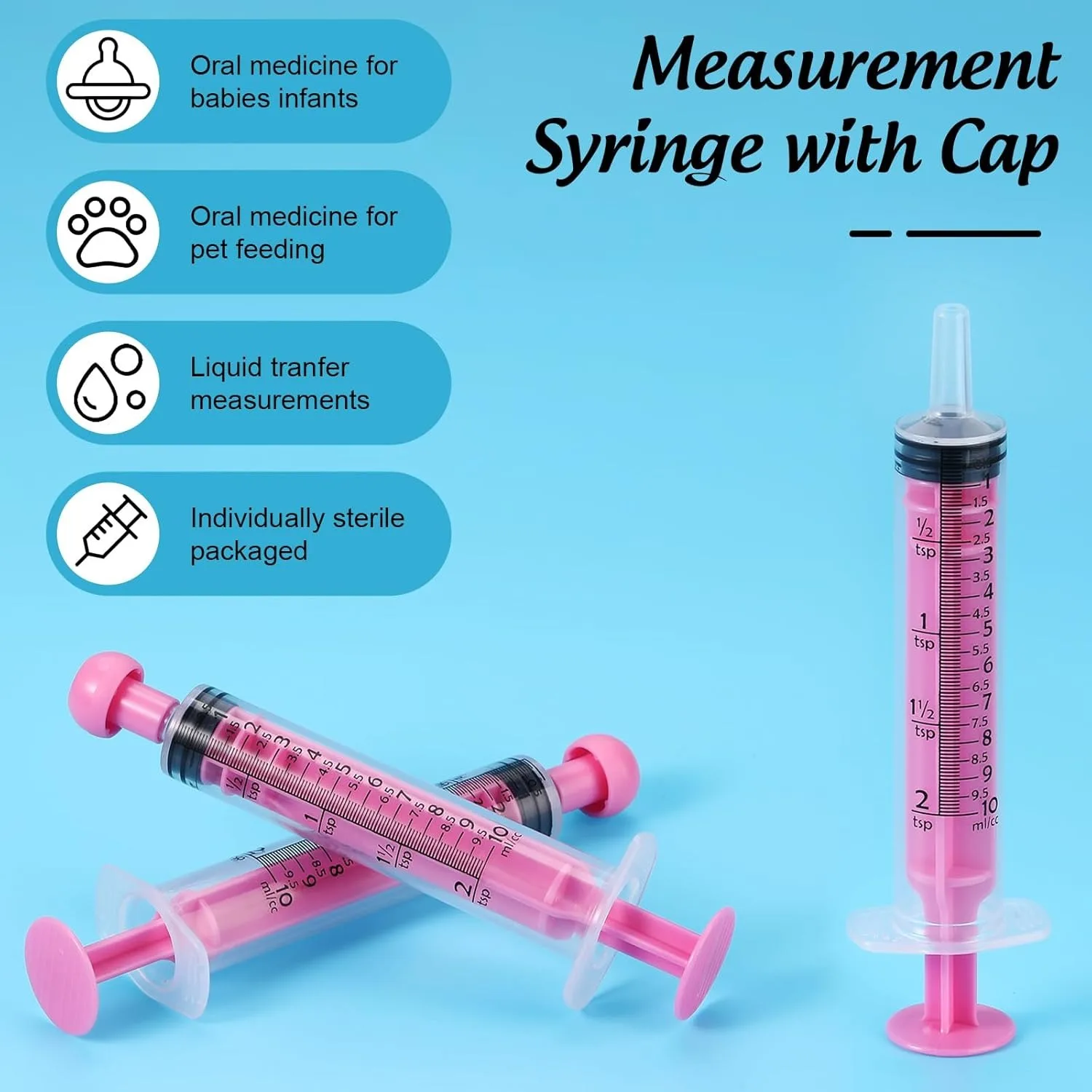 Seringas sem agulha de calibração cutie, 25 pacotes, 10ml, com tampas, ferramentas de recarga, transferência de líquido, embalagens cosméticas, alimentação de animais de estimação