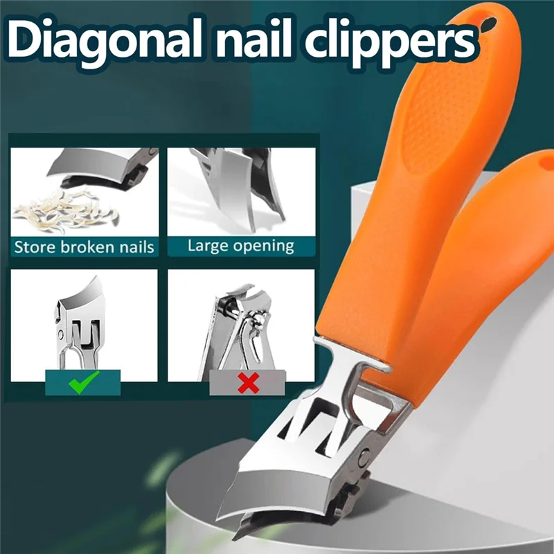 

-A01R Wide Jaw Opening Anti-Splash Slanted Nail Clipper,No Splash Nail Trimmer For Men,Slanted Nail Clippers,2Pcs Ingrown Nail