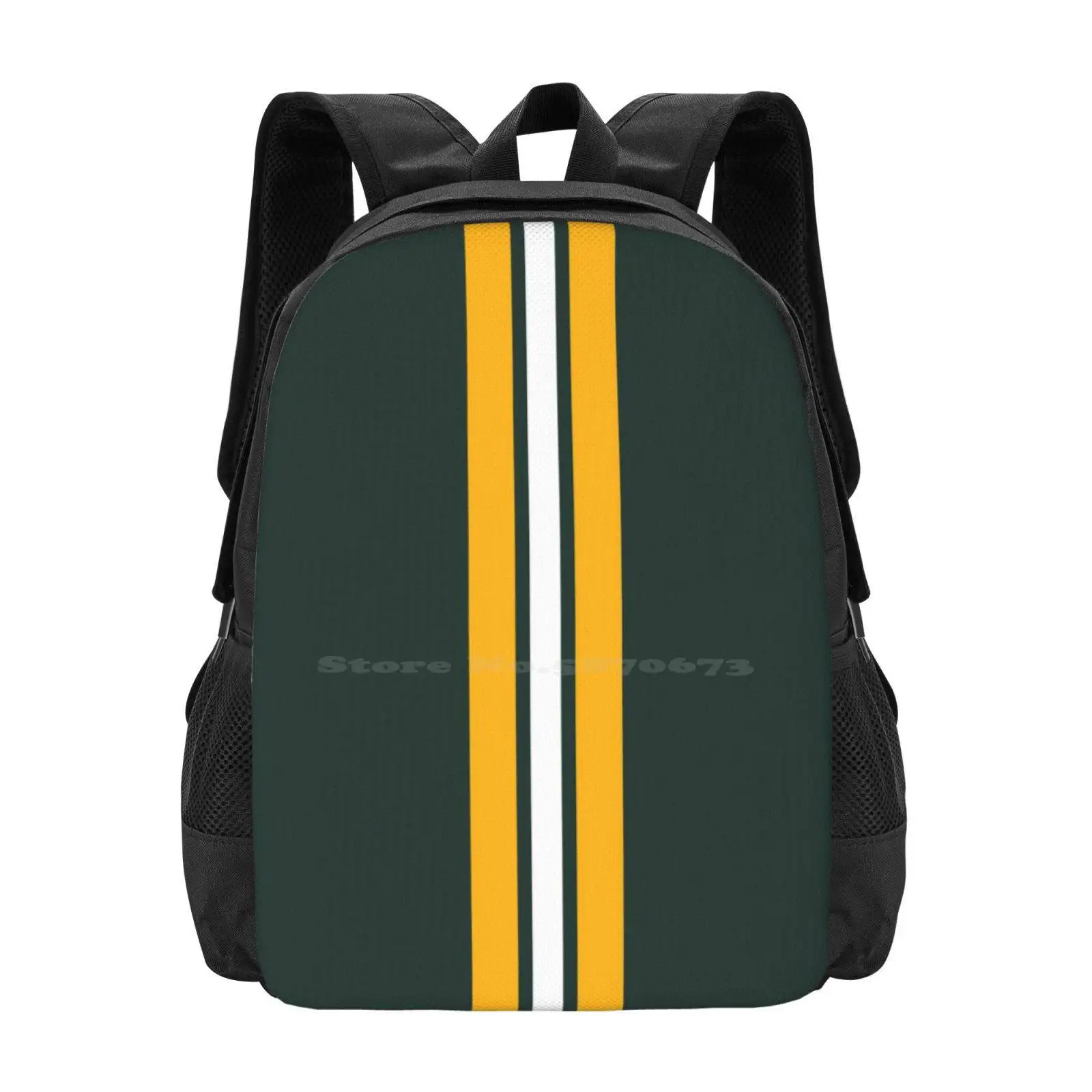 Mochila de faculdade para estudante universitário adolescente, Green Bay Futebol Padrão Design, Yellow Sports Team, Player Game, Mulheres