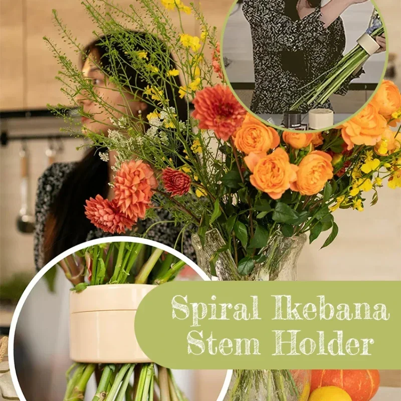 Spiral Ikebana Stem Holder Vase Flower Arrangement Spiral Stem Holder Vase Flower Arrangement Bouquet Floral Arranger Room Decor