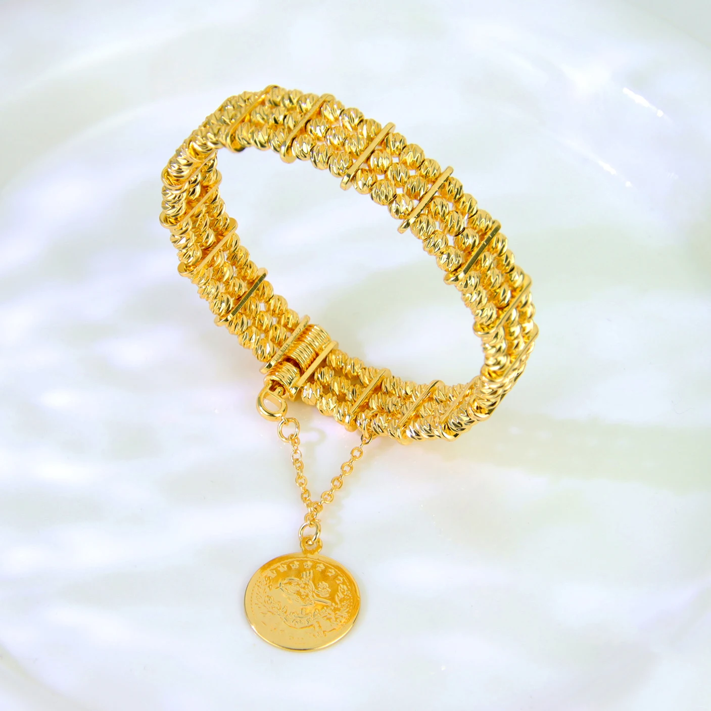 Arabische Mode-Perlenarmband 24k Vergoldet Äthiopischer Brautschmuck Manschetten-Armreif Oman Muslimische Frauen Vintage-Schmuck – Detail 12