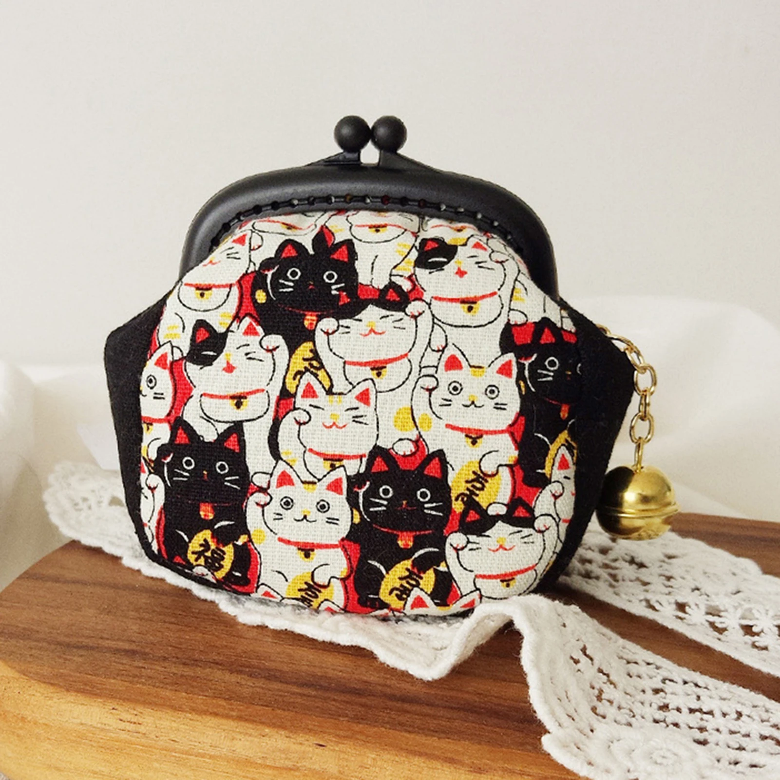 Cute Animal Coin Purse Making Material With Bell Hand-made Vintage Pouch Lightweight Mini Money Purse For Lipstick Mobile Phones