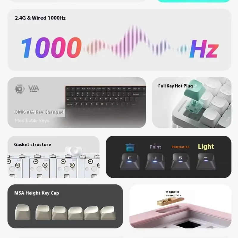 NuPhy Halo75 V2 Teclado Mecânico Sem Fio Tri-modo CNC Hot Swap Junta RGB QMK/VIA Personalizado Escritório E-sports Teclado para Jogos