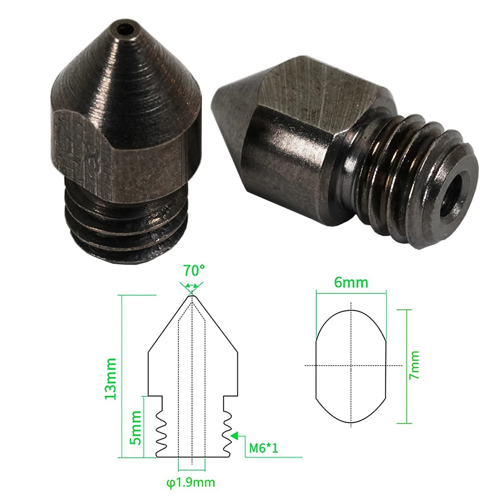 2/5/10PCS MK8 Düsen aus gehärtetem Stahl 0,2 0,4 0,6 0,8 1,0mm M6 Gewinde 1,75 MM Filament für 3D-Drucker Hotend CR10 Ender3 – Detail 6