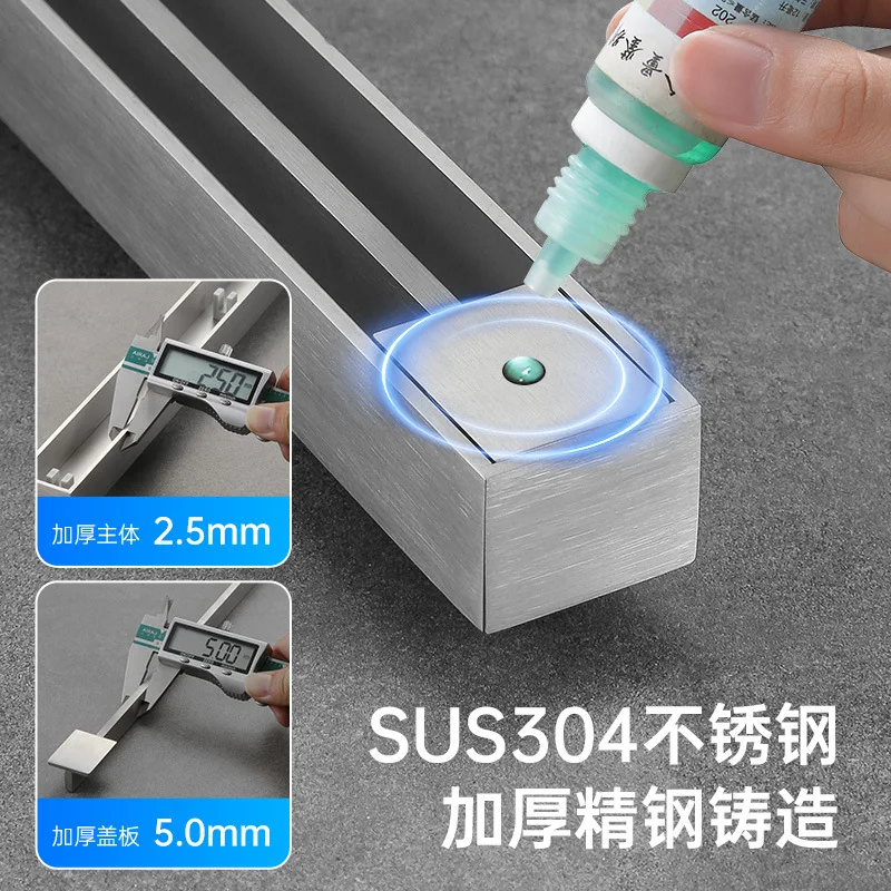 

Thickened stainless steel 304 brushed extremely narrow long line floor drain