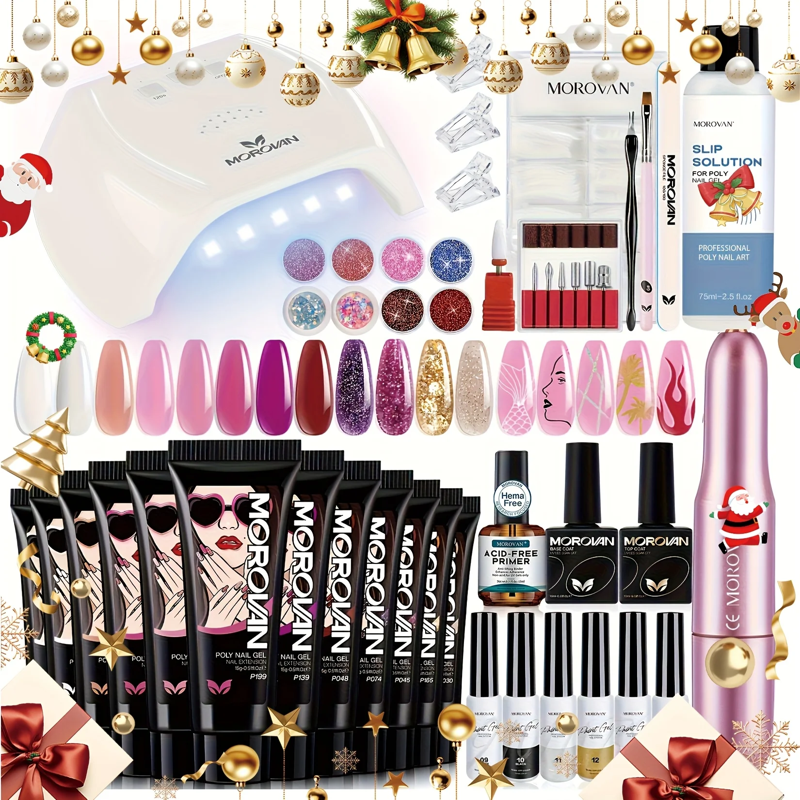 

Morovan Complete Poly Gel Nail Kit - 12 Colors poly nail gel kit for beginners,Christmas gift Set at Home