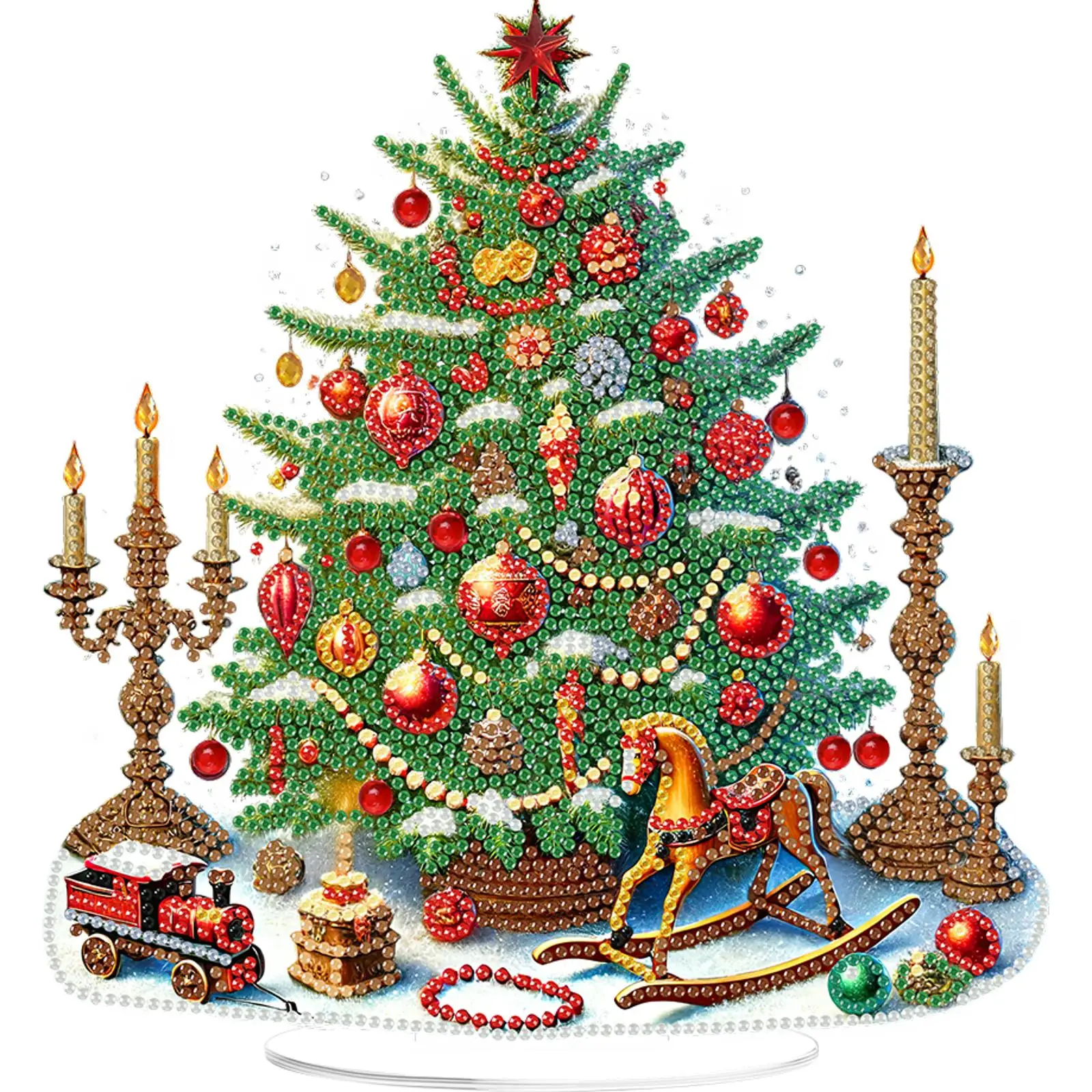 

Новогодняя 2D-картина из акрила с алмазной мозаикой для самостоятельного изготовления, настольное украшение со специальными фигурными блестящими стразами, односторонняя, 24*22 см