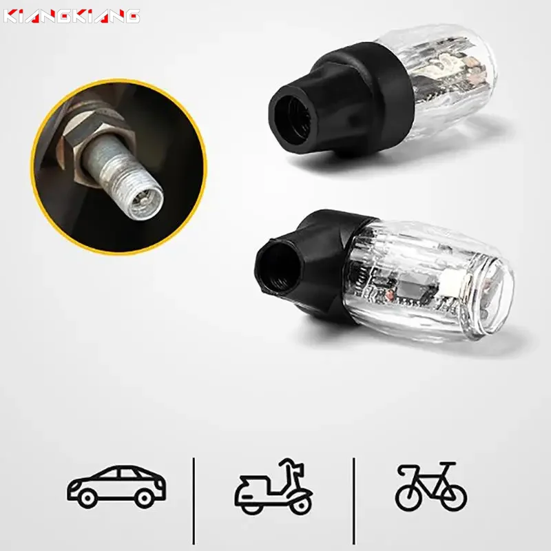 LED Wheel Valve Light Universal Dustproof Tire Valve Cap Lamp Car Air Valve Cap Light For Motorcycles Bicycles Electric Vehicles