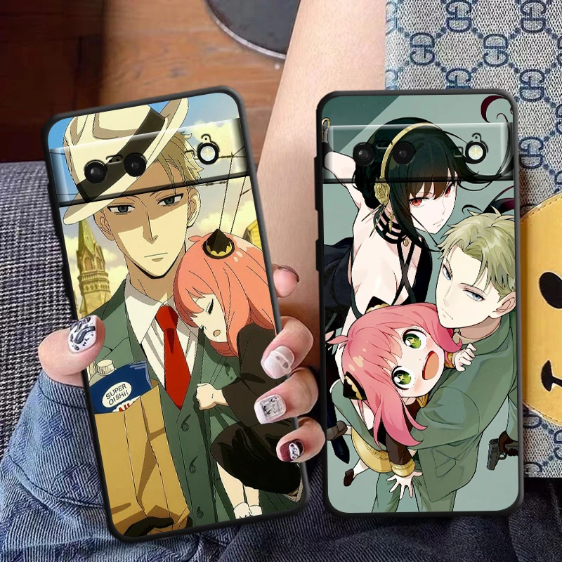 Anime SPY×FAMILY Cute Phone Case For Google Pixel 9 8 7 Pro 6 Pro 6A 5A 5 4 4A XL 5G Black Soft Fundas Cover