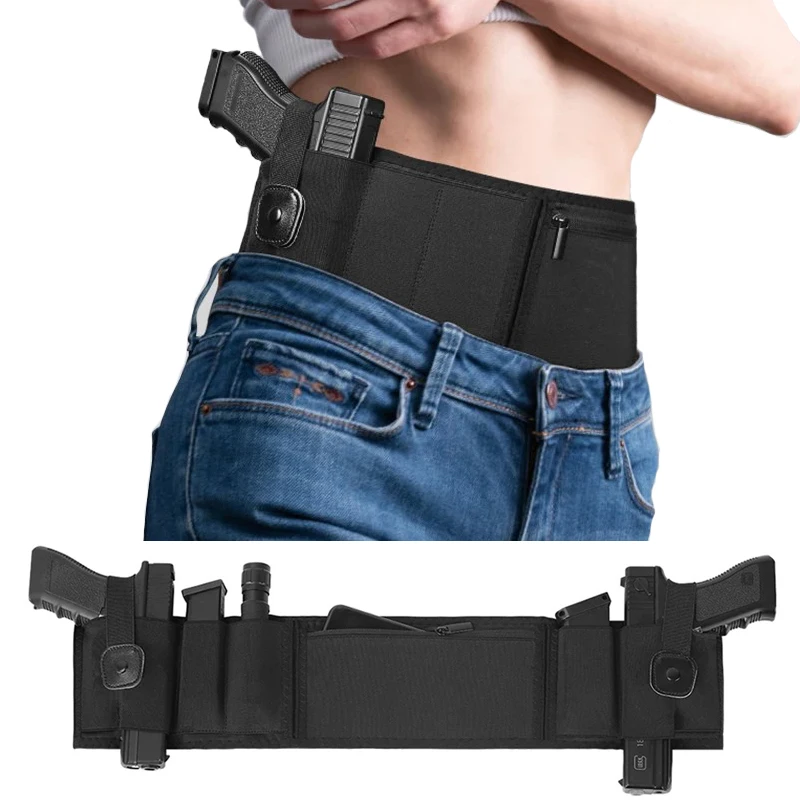 Universal Belly Gun Holsters Tactical Concealed Carry Handgun Pistol Holder Magazine Bag Adjustable Belts Waist Pistol Holster