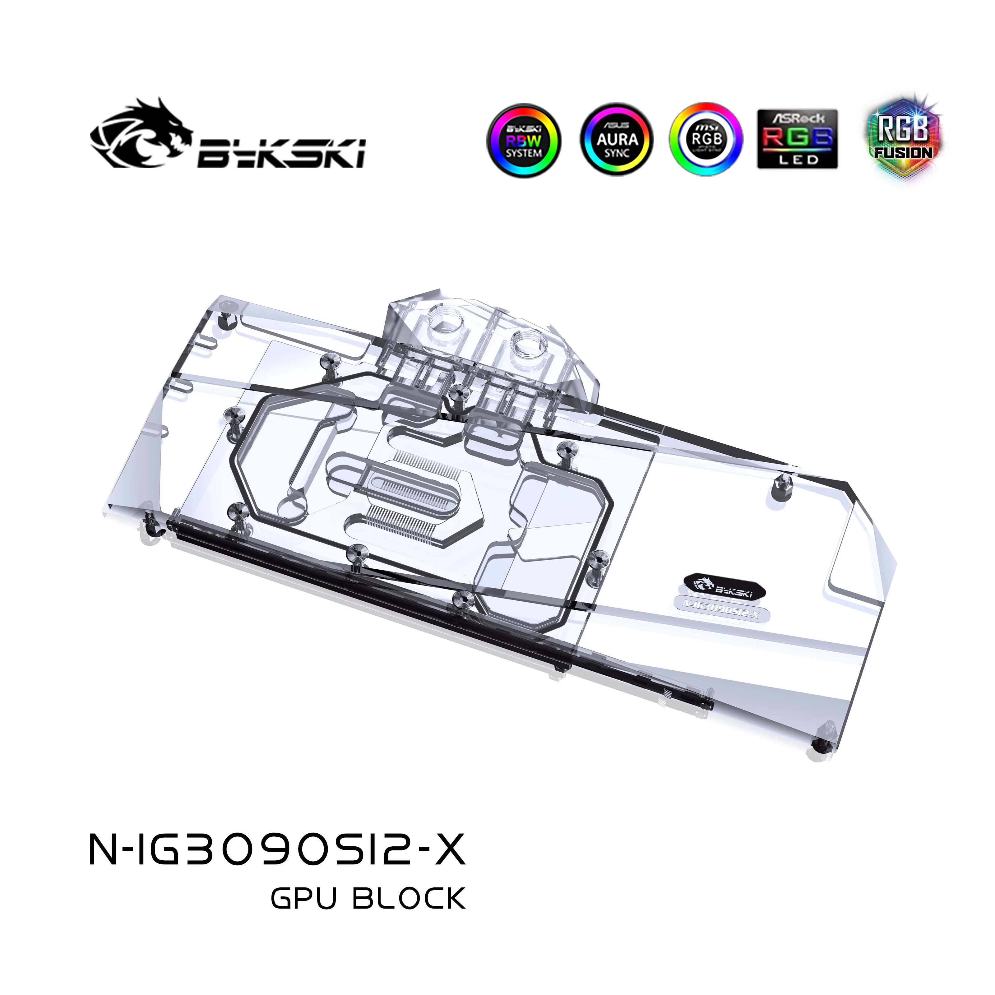 Bykski Water Block Use for Colorful iGame GeForce N3090-2406X-SI2 GPU Card/ Full Cover Copper Radiator/ RGB Light