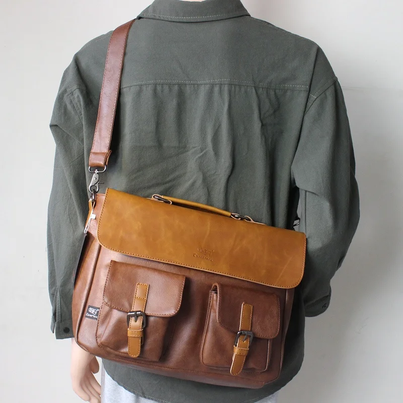 Trendy Men's Shoulder Bag Casual Japanese Style Large Capacity Slant Cross Bag Young Men's Handbag Commuter Briefcase