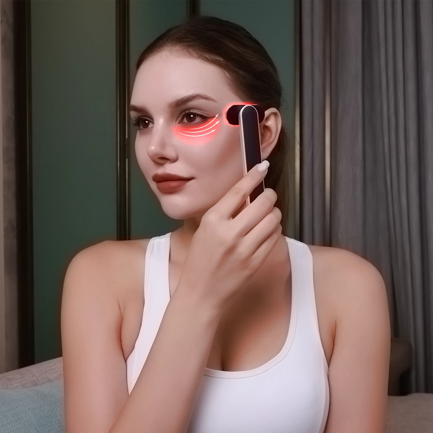 EMS Eye Beauty Instrument Microcurrent Red Light 42℃ Hot Compress Rotatable Eye Massage Stick Facial Lifting Skin Tightening