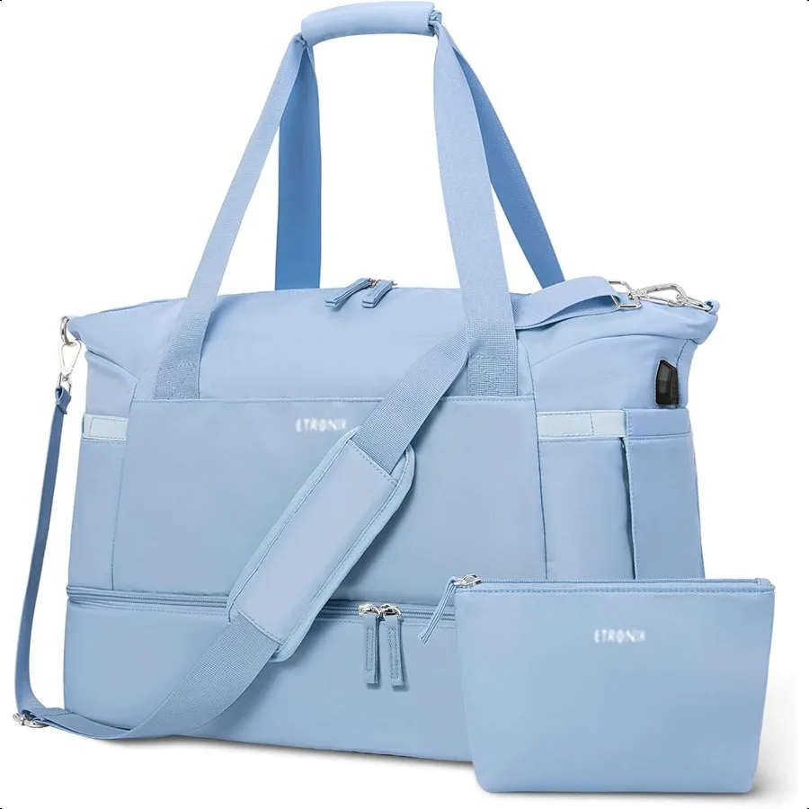 

Gym Bag for Women 35L Personal Item Travel Bag with Shoes Compartment Weekender Overnight Duffel Bag with Wet Pocket USB Chargi