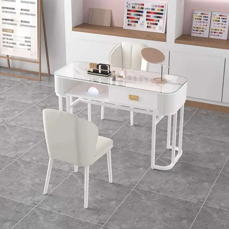 

Design Japanese Nail Tables Luxury Glass Exquisite White Manicure Desk Modern Transparent Nagel Tafel Salon Furniture HD50ZJ