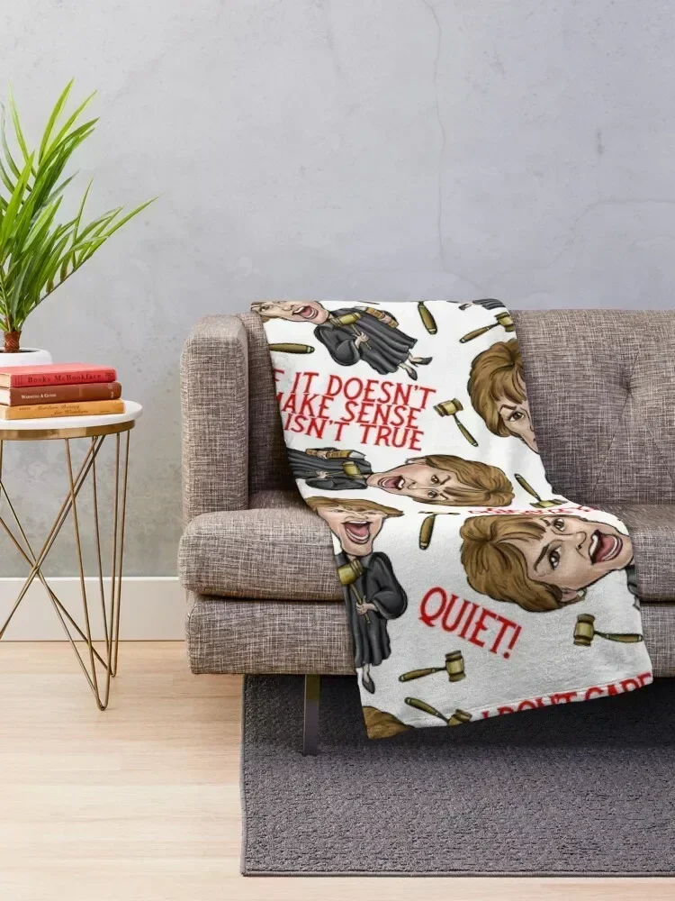 White Judge Judy Print Throw Blanket Moving Decorative Sofa Blankets