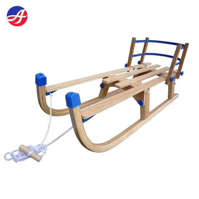 Kids Foldable Wooden Sled With Backrest