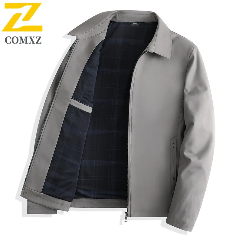 

COMXZ Mens Casual Solid Color Jacket Lightweight Cotton Zipper Stand Collar Loose Fit Outdoor Windbreaker Autumn Thin Coat​ 2025