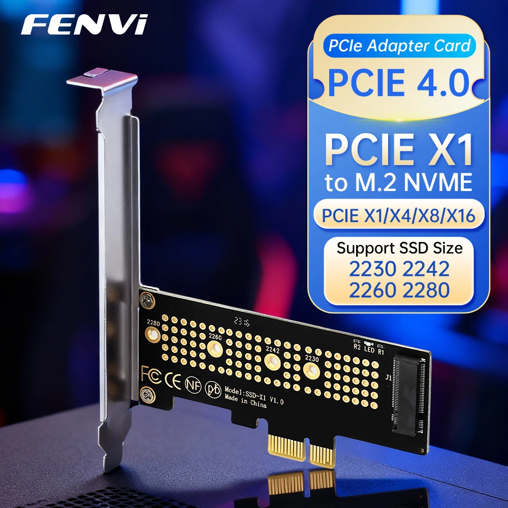

FENVI M.2 NVME to PCI-E X1 Adapter M.2 NVME SSD To PCI Express X1 X4 X8 X16 Card Riser for 2230/2242/2260/2280 For Desktop PC