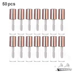 Transparente PE Lip Gloss Tubes, tubo de plástico Lip Balm, batom Mini amostra recipiente cosmético, ouro rosa, 50pcs, 2ml