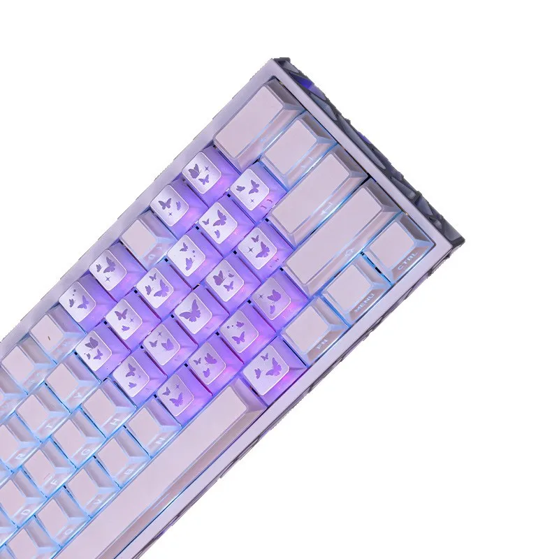 21 Keys Butterfly Heart Keycaps Cherry Profile IMD Backlit for Magnetic Switch Mechanical Keyboard DIY
