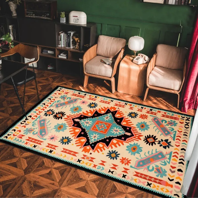 Bohemian Retro Living Room Decoration Carpets Ethnic Style Multicolor Floor Mat Parlor Bedroom Decor Rugs Anti-slip tapete ковер