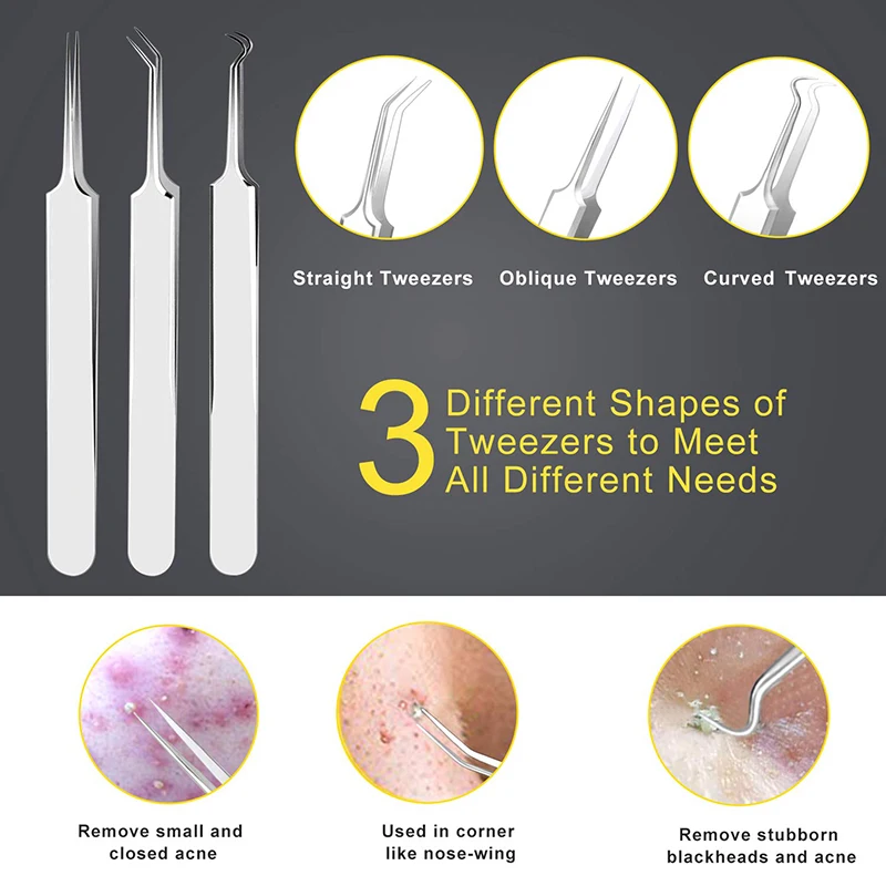 Blackhead Remover Tool10 Pcs Professional Pimple Comedone Extractor Tool Acne Removal Kit - Treatment for Pimples, Blackheads, Z