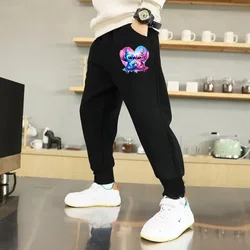 Pantaloni per bambini autunno/inverno pantaloni larghi per bambini a punto cartone animato ragazzi comodi alla moda semplici Street Wear per pantaloni da ragazza