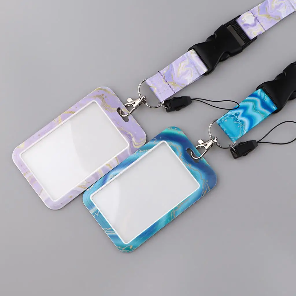 

Marbling Style Lanyard For Keys ID Credit Bank Card Cover Badge Holder Phone Charm Keyrings Keychain Accessories Gifts