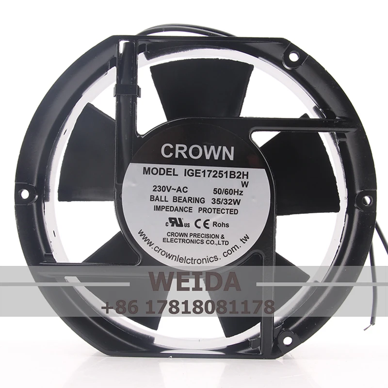 

Original Taiwan CROWN 220V 35/32W 172*51MM 17251 High quality large air volume axial flow IGE17251B2H cooling fan