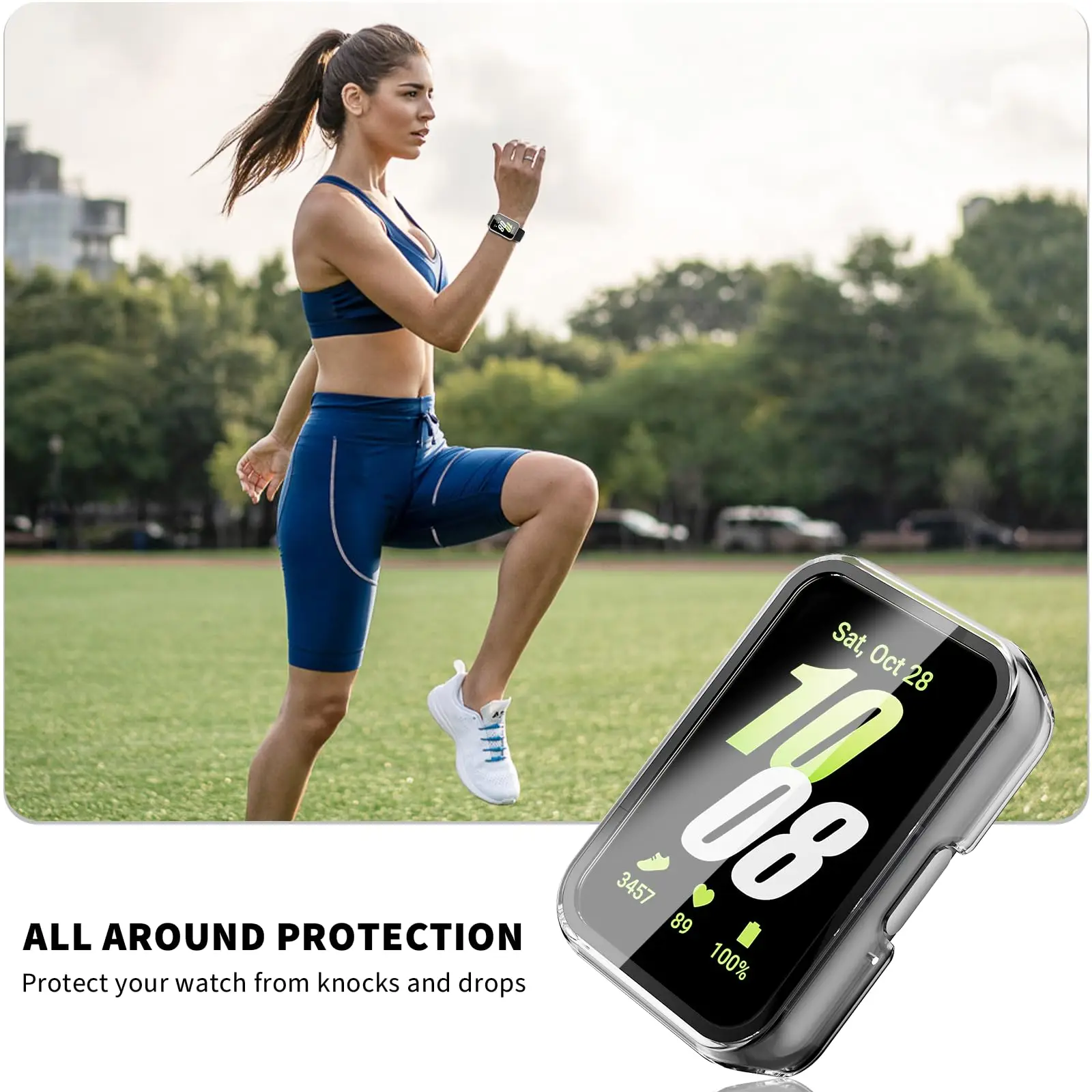 Screenprotector Voor Samsung Galaxy Fit 3 Accessoires Allround Anti-Kras Pc Frame Bumper Gehard Glas Galaxy Fit3 Case