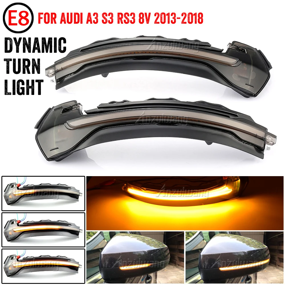 Clignotant LED à défilement dynamique pour Audi, indicateur de miroir, clignotant de balayage, Audi A3 S3 8V RS3 2014 2015 2016 2017 2019 2020, 2 pièces