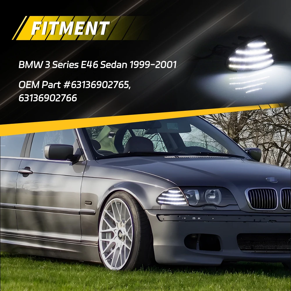 2 قطعة ضوء الزاوية الأمامية مصباح إيقاف السيارة بدوره مصباح إشارة ث/LED ل 1999 2000 2001 BMW 323i/325i/325xi/330xi/330i/328i E46 سيدان