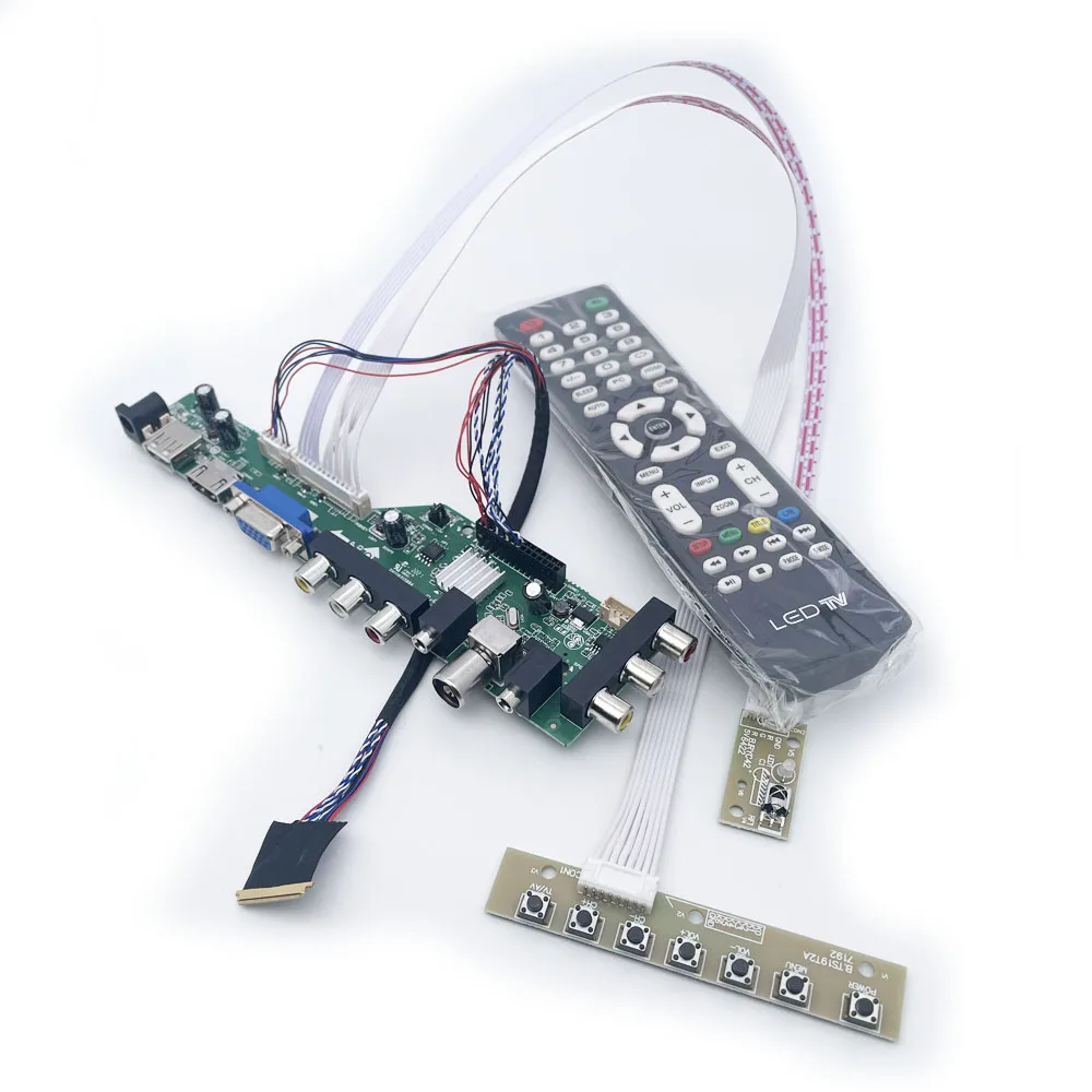 범용 LCD 컨트롤러 보드, DVB-T2 T C 디지털 TV, 40P, 1ch, 6bit lvds 케이블 키트, ZS.63W.A8R00