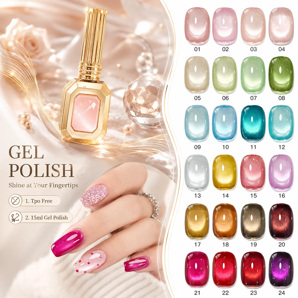 Precious Bottle 15ml Diamond Cat Eye Gel Polish TPO/HEMA FREE Magnet Semi-Permanent Soak Off UV LED Gel Varnish Nail Supplies
