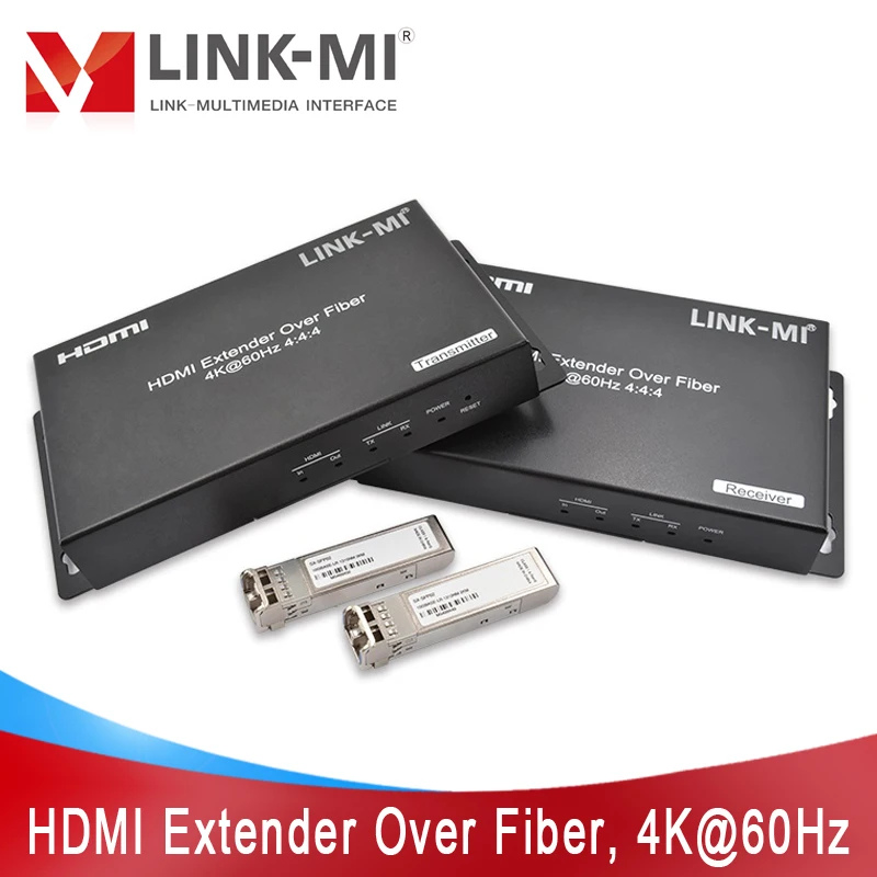 

LINK-MI 2KM/20KM HDMI Extender Over Fiber Optical Support 4K@60hz YUV4:4:4, HDR, 18Gbps, EDID, No Latency RS232 Fiber Extender