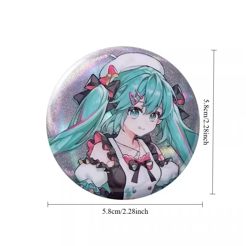 MINISO Miku Cute Cartoon Girl 58mm Simple Button Pin Anime Brooch Daily Fashion Decoration Badge Fan Collection Gift