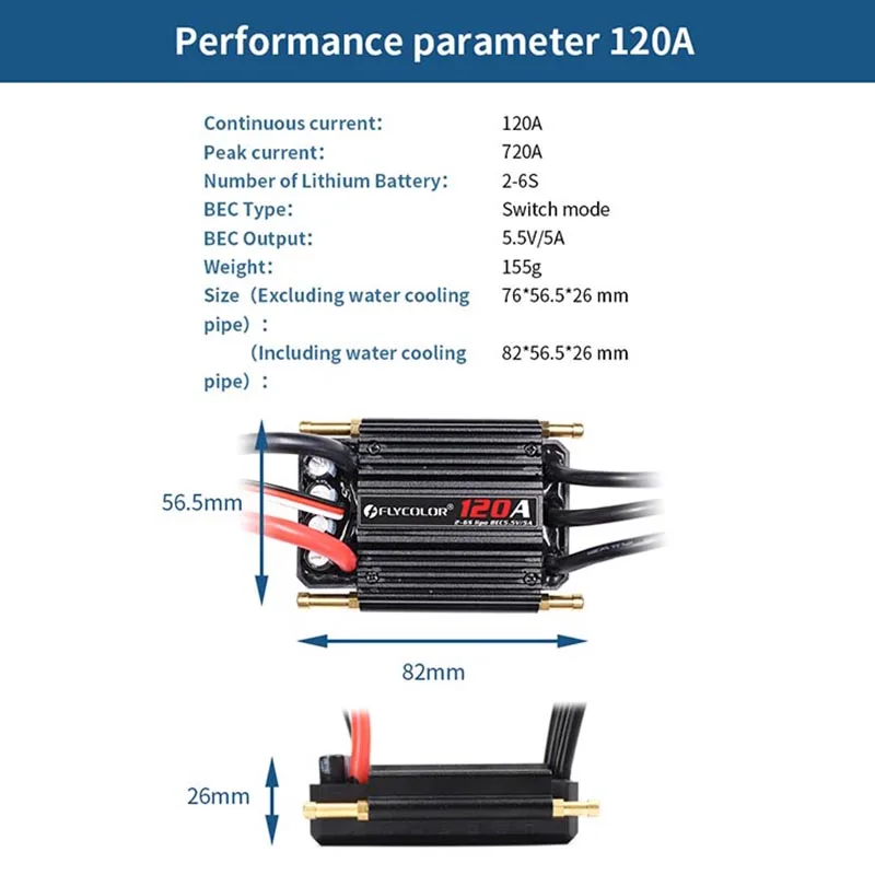 Flycolor 50A 70A 90A 120A 150A 2-6S Waterproof Brushless ESC Speed Controller and Programme Card with BEC for RC Boat Toys