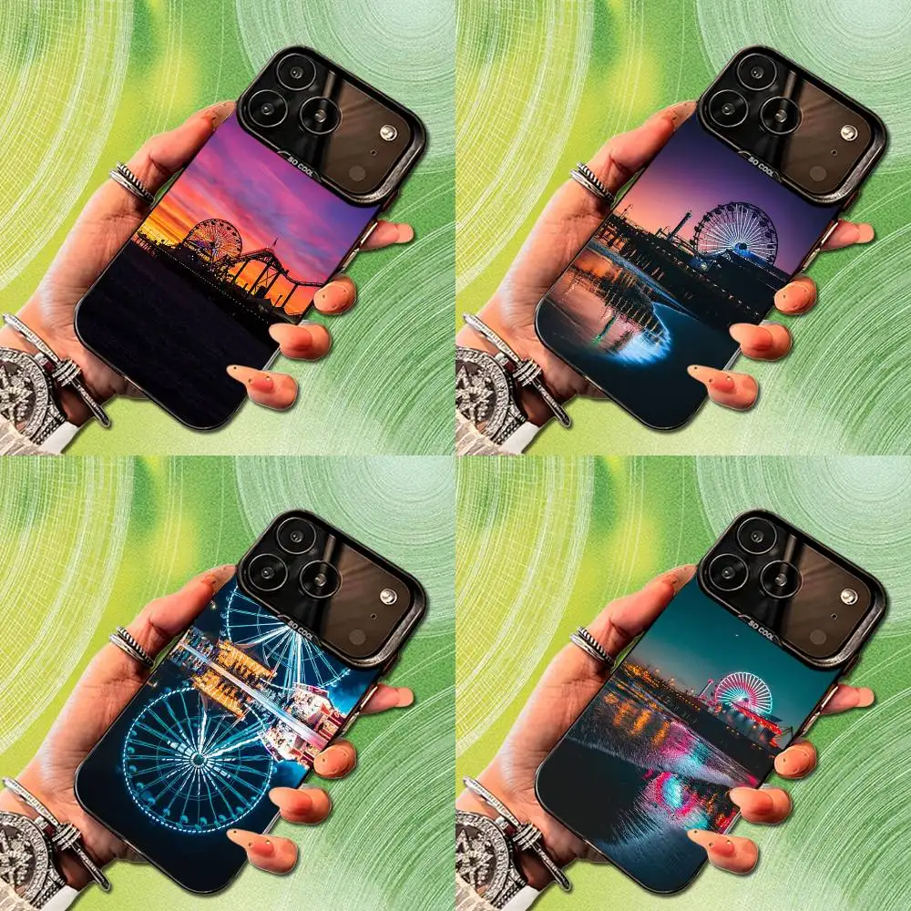 

Ferris wheel Art For iPhone SE,13,12,Pro,XS,14,MAX,15,Mini,17,11,16,Black Matte Silicone Cover Case