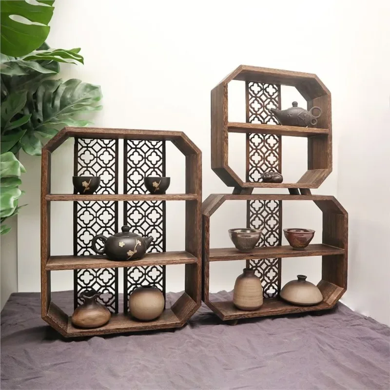 Estante madera para almacenamiento teteras, estantería creativa multifuncional para decoración del hogar, estilo