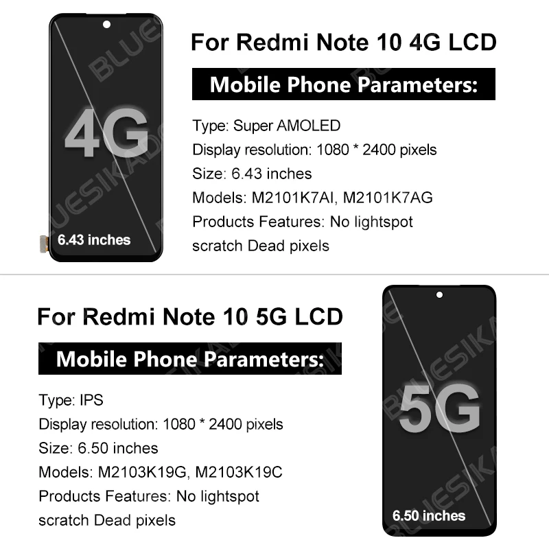 AMOLED For Xiaomi Redmi Note 10 4G Display Note 10S LCD M2101K7AI Touch Screen Digitize For Redmi Note 10 5G LCD POCO M3 Pro LCD