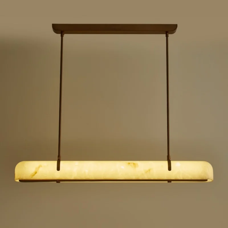 

French style restaurant pendant light 2025 new imitation dolomite straight strip light bar tea room pendant light