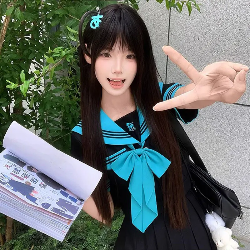 Japanese College Uniform Set High Quality School Student Sailor Outfit Short Sleeve JK Uniform Cosplay Seifuku Costume for Women