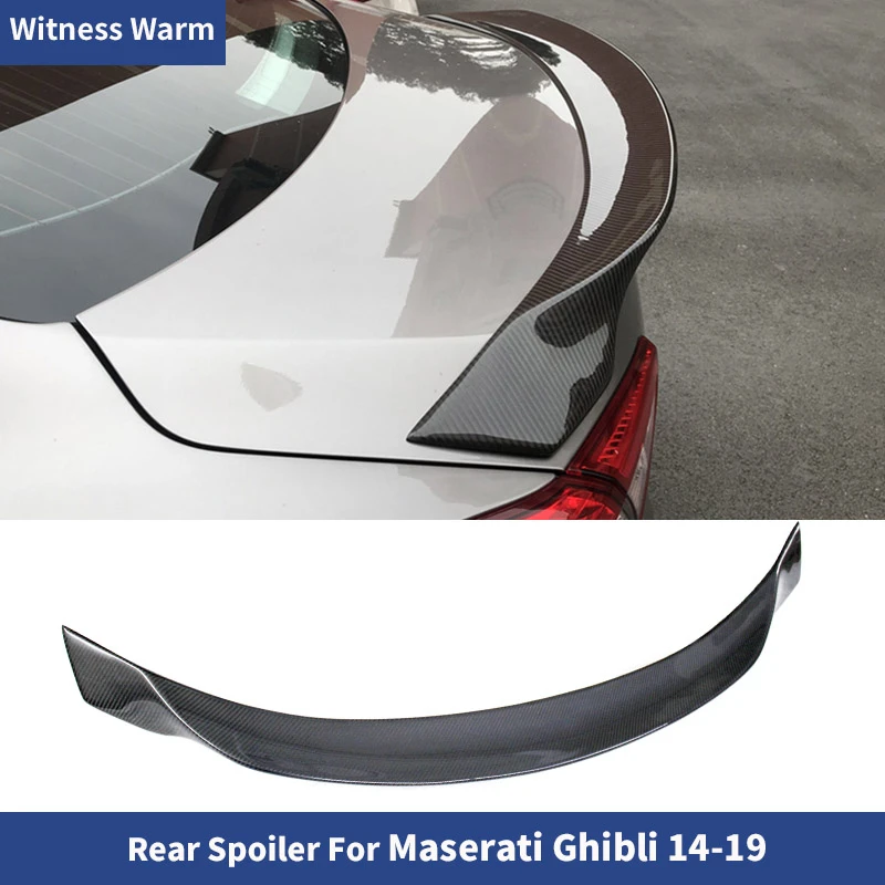 For Maserati Ghibli FRP Unpainted Rear Trunk Boot Lip Spoiler Wing Carbon Fiber Rear Wings body kit 2014-2017