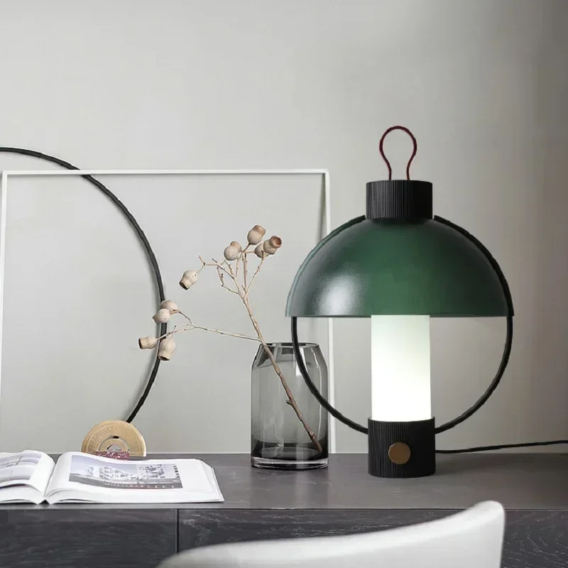 Creative Living Room Bedside Bedroom Study Designer Dark Green Glass Lamp