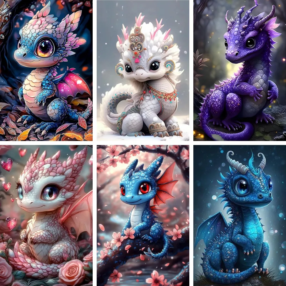 

Diamond Painting Rhinestone Pictures Cute Baby Dragon Cross Stitch Kits New Mosaic Children's Fairytale Nursery Kids Room Decor