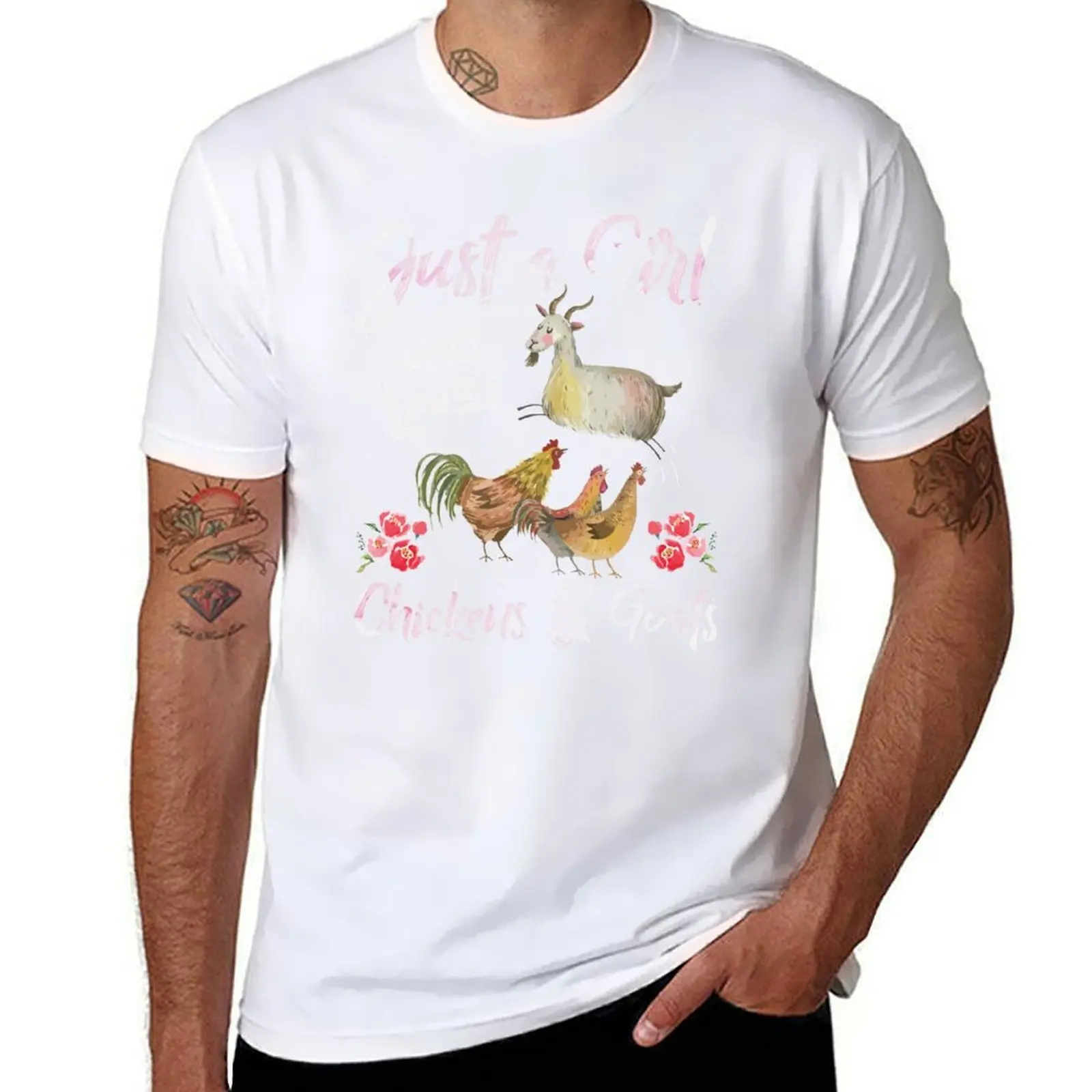 

Just A Girl Who Loves - Chickens Goats - Animal Farm Farmer Gift T-Shirt graphic t shirts for man man t shirt luxury T-Shirt