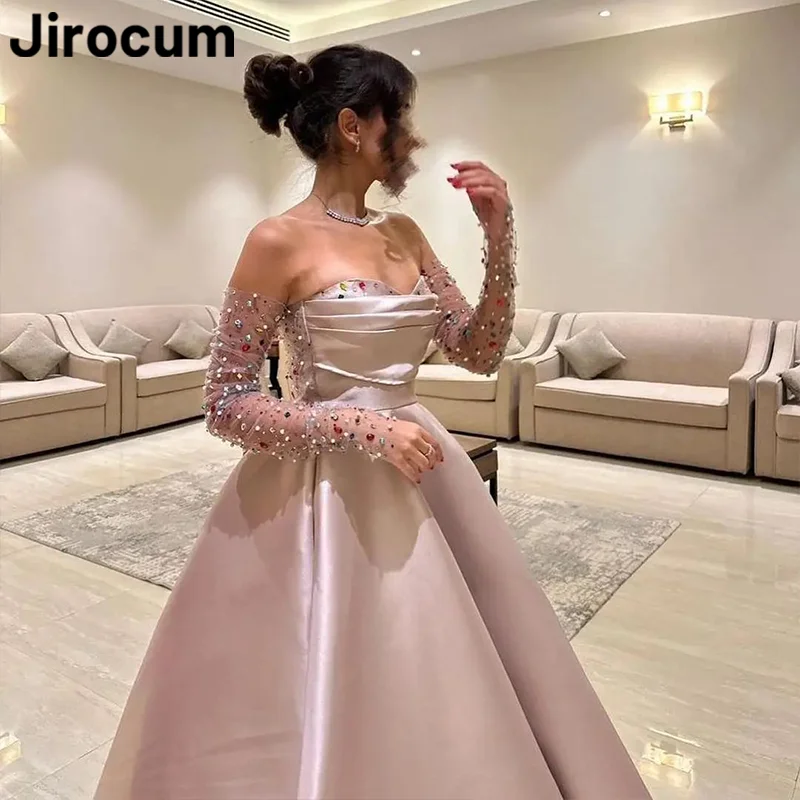 Jirocum Sweetheart Prom Dress Women's Long Beaded Strapless Party Evening Gown Floor Length customized Formal Occasion Dresses