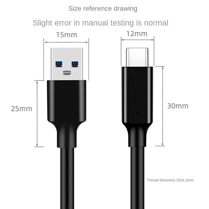 Câble de transfert de données USB Type C vers Type-C 3.2, câble de disque dur SSD USB C, PD 60W 3A, charge rapide 3.0,1m, 10Gbps